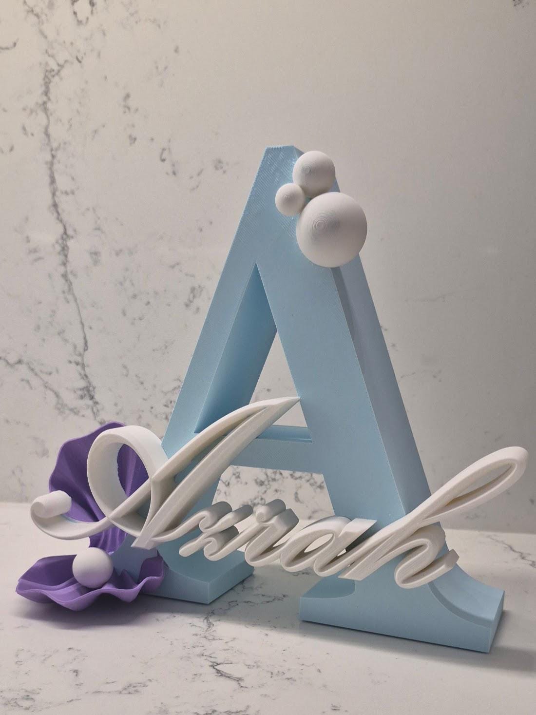 Custom Mermaid Initial Name Sign | Baby Shower Nursery Decoration Plaque