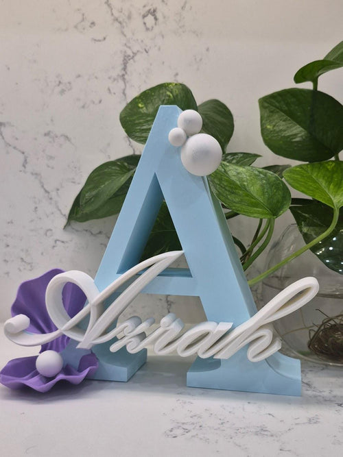 Custom Mermaid Initial Name Sign | Baby Shower Nursery Decoration Plaque