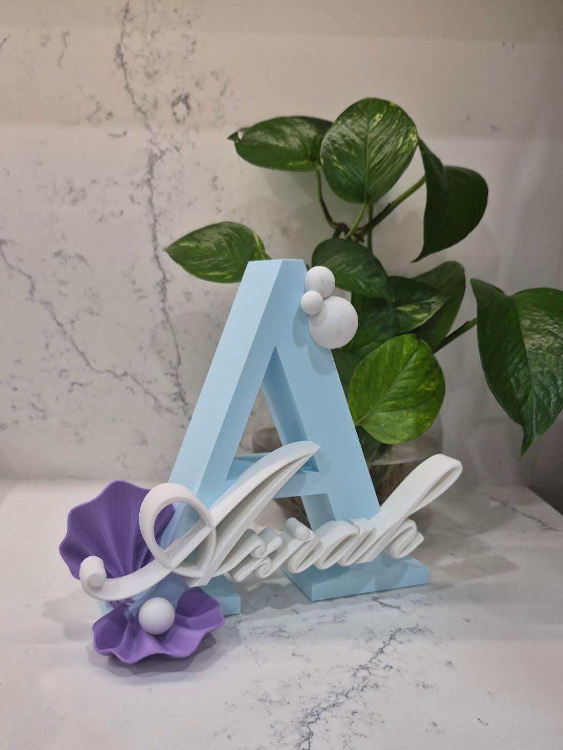 Custom Mermaid Initial Name Sign | Baby Shower Nursery Decoration Plaque